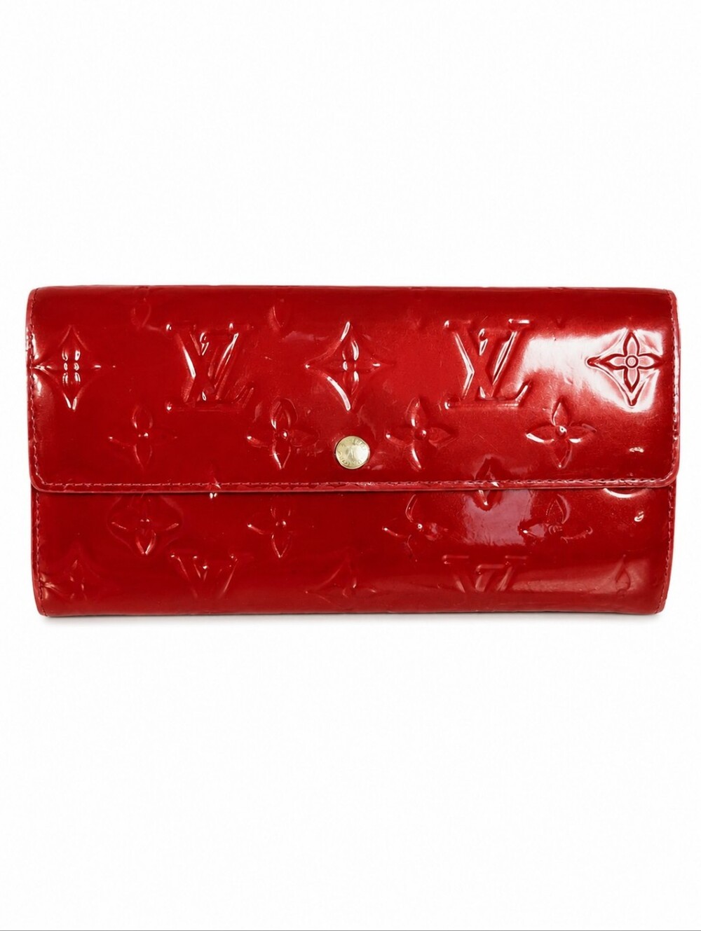 Authentic Louis Vuitton Sarah Wallet Pomme D'Amour Red Vernis Patent Leather - Picture 1 of 15